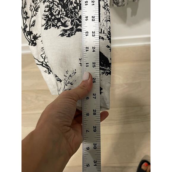 NWT Joie 100% Linen Pants Women 12 Ivory Black Wide Leg Natural Tree Hippie Boho - Picture 7 of 9